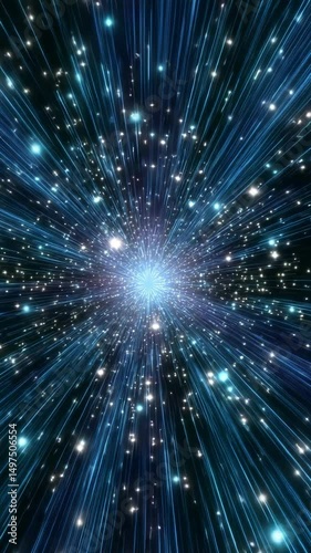 A cosmic tunnel, stars, and energy trails, a portal into the vastness of space, a stunning display of stellar wonder