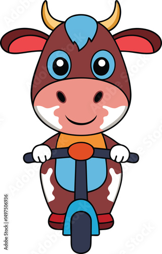 Cute cartoon and variety stylish Cow vector, Colorful and Cartoon style animals premium quality vector illustration design