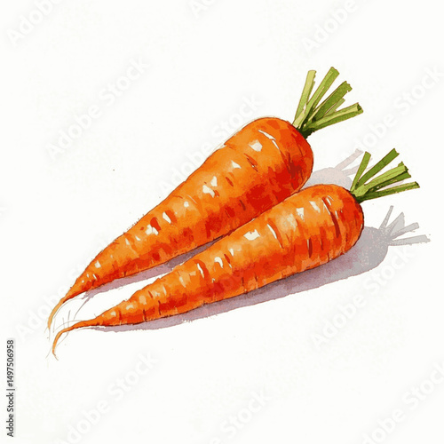 Leafy Crests in Watercolor carrots isolated vector illustration svg
