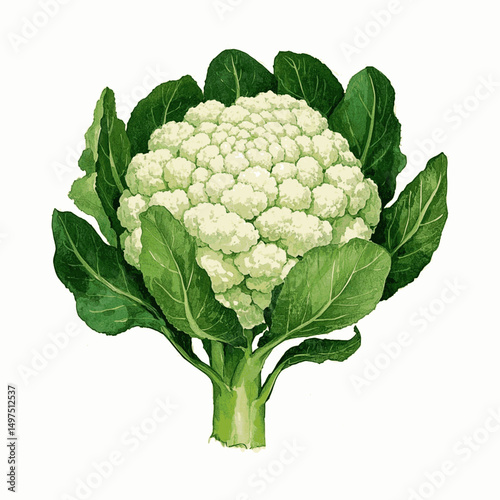 Soft Edges, Crisp Whites cauliflower isolated watercolor vector illustration svg
