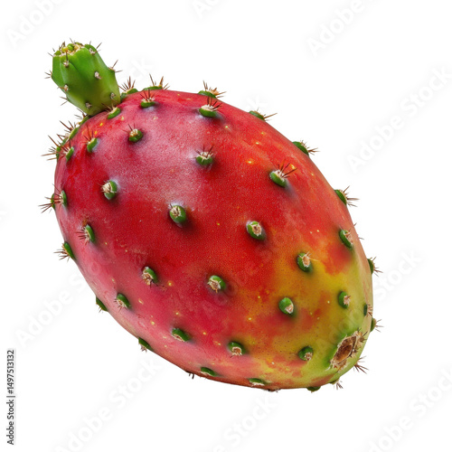 Prickly Pear Cactus Fruit Isolated on White Background with Vibrant Color and Unique Texture in Natural Light Environment Transparent background, PNG
