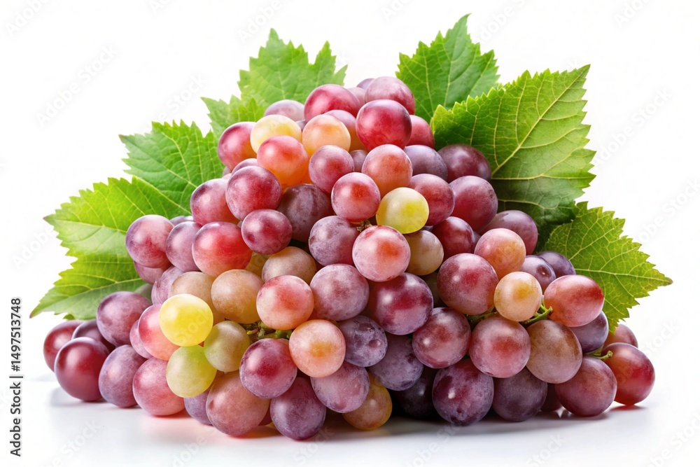 Fototapeta premium Fresh and Ripe Sweet Grapes Isolated on White Background, Perfect for Food and Health Concepts