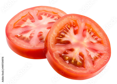 Wallpaper Mural Two slices of fresh red tomato isolated on a white background Torontodigital.ca