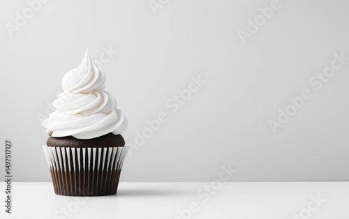 Chocolate cupcake white frosting minimalist swirl sweet dessert