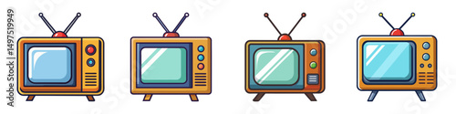 old school tv flat illustration flat style