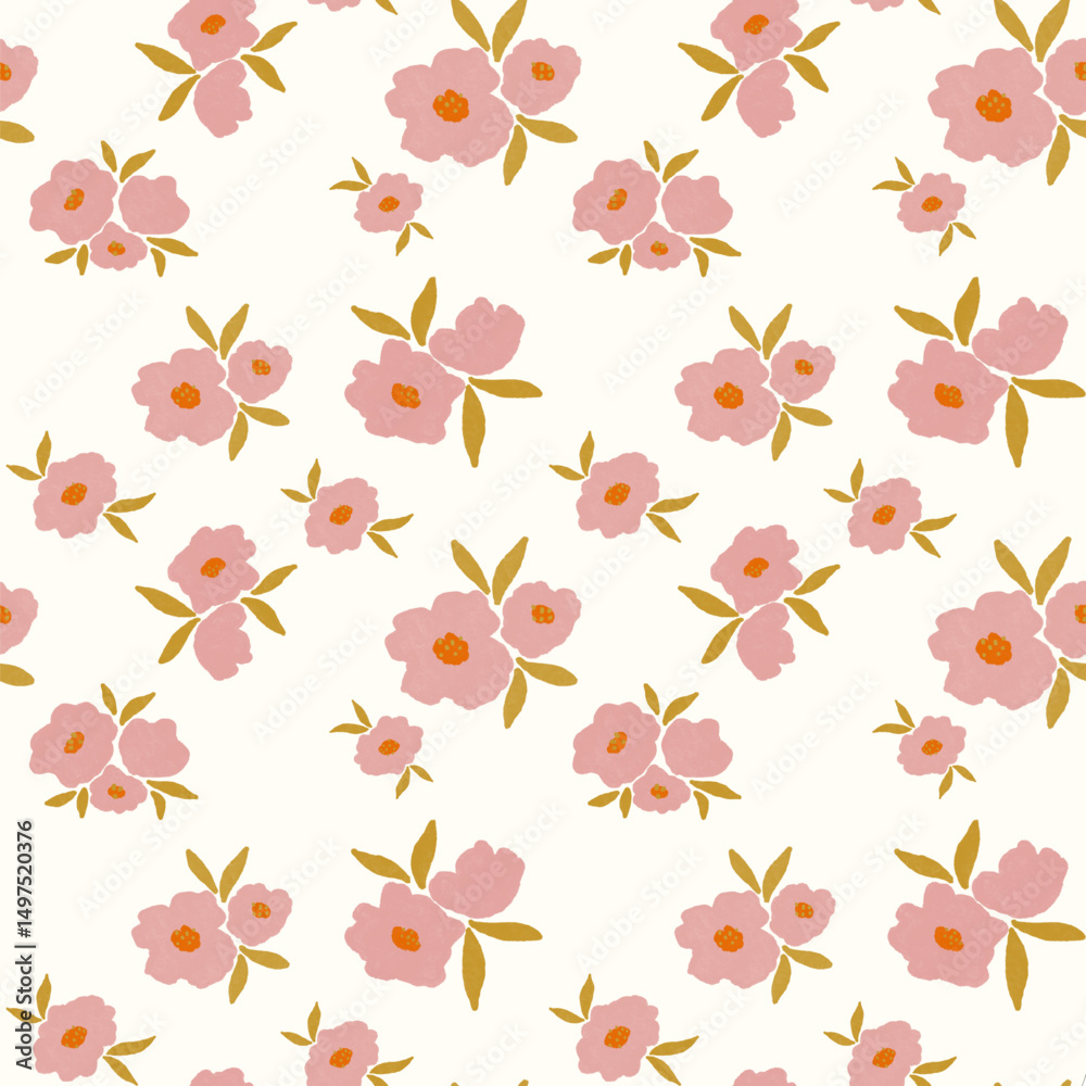Obraz premium autumn floral seamless pattern pastel color