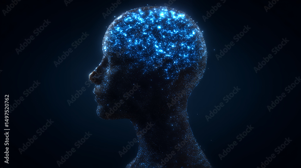 Obraz premium Futuristic Human Brain with Digital Neural Network