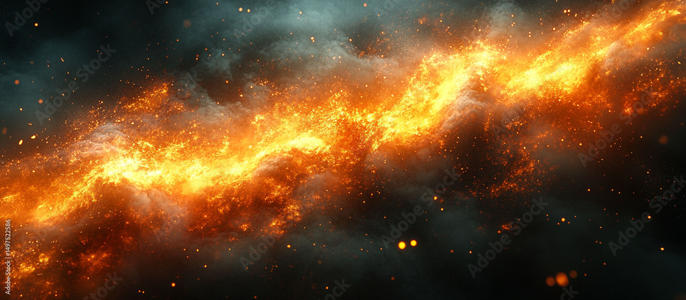 Fototapeta premium Fiery cosmic nebula.