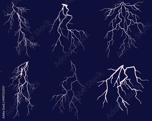 Collection of different lightning illustrations