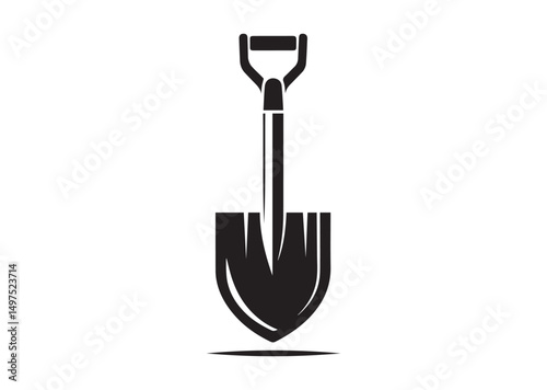 Shovel Icon, Shovel Silhouette Black Vector White Background