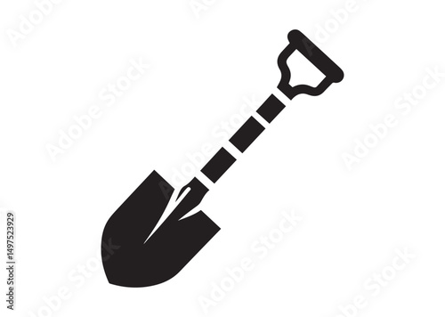 Shovel Icon, Shovel Silhouette Black Vector White Background