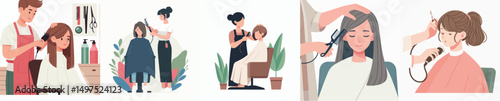 a woman is getting a haircut