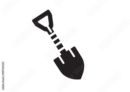 Shovel Icon, Shovel Silhouette Black Vector White Background