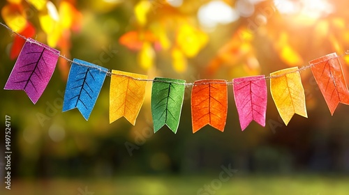 Colorful Flags Hanging Outdoors