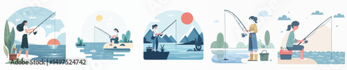 a woman is fishing