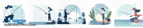 a woman is fishing