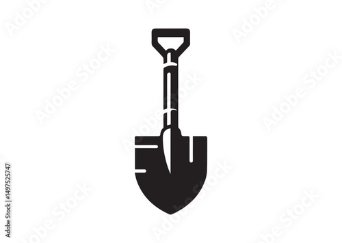 Shovel Icon, Shovel Silhouette Black Vector White Background