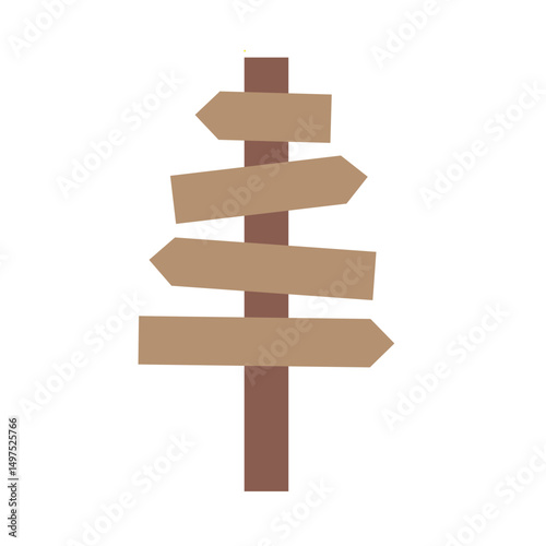 Hand-drawn directional wooden sign post illustration for outdoor trail and map guidance use