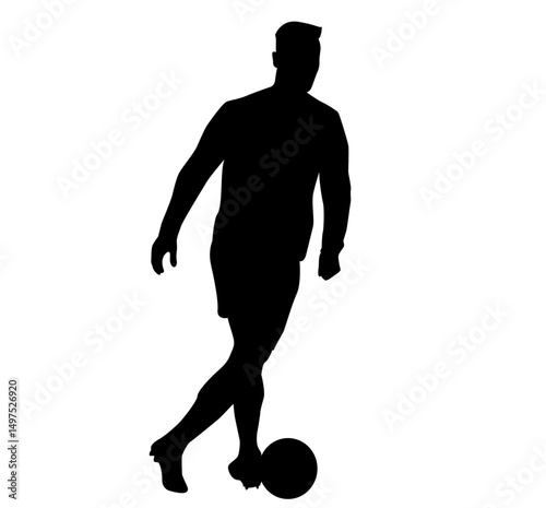 silhouette football player dribbling the ball