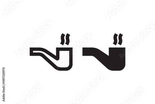 Simple black and white smoking pipe icons - left and right views.