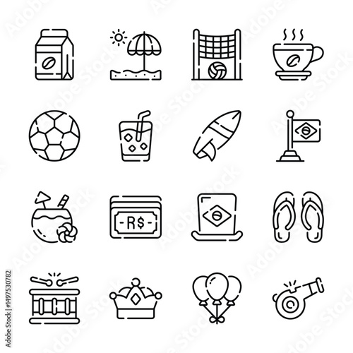 Check out handy collection of brazil tradition line style icons