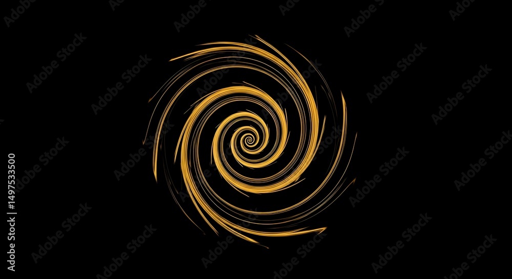 Fototapeta premium A radiant golden tree of life with flowing roots and branches stands out on black canvas. A symbolic representation of growth, connection, and vitality in elegant abstraction.