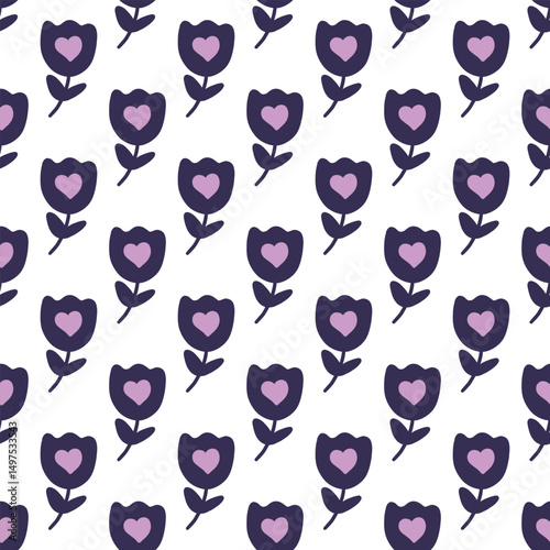 Vector seamless pattern with flowers. Botanical seamless pattern 