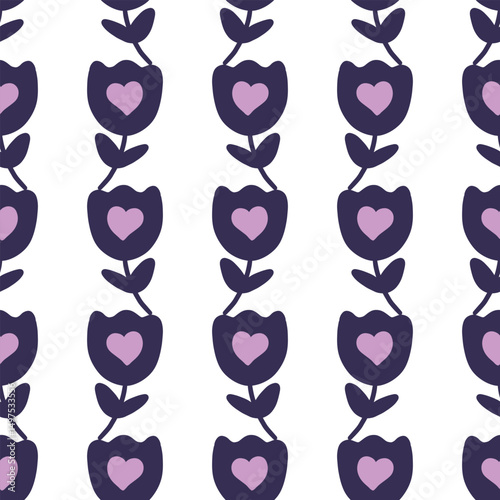 Vector seamless pattern with flowers. Botanical seamless pattern 