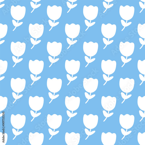 Vector seamless pattern with flowers. Botanical seamless pattern 