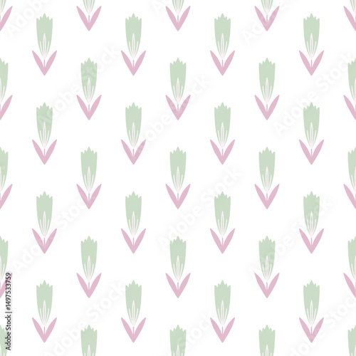 Vector seamless pattern with flowers. Botanical seamless pattern 