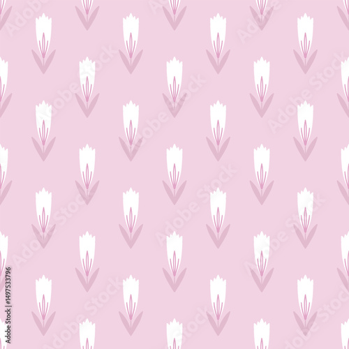 Vector seamless pattern with flowers. Botanical seamless pattern 
