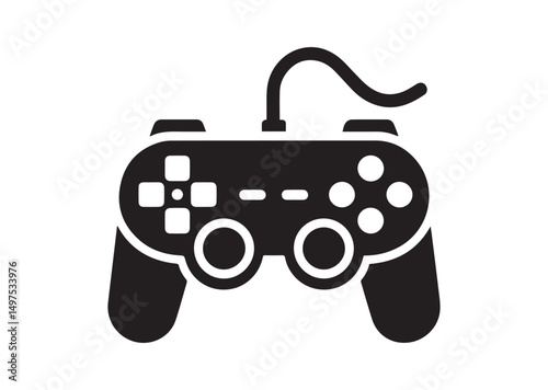Gamepad Icon, Gamepad Silhouette Black Vector White Background
