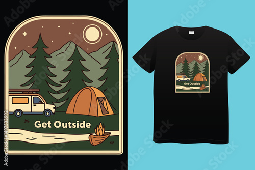 Set of vector vintage logos for the camping theme. Perfect for posters, apparel, T-shirt design and many other. Layered