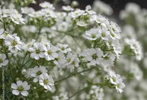 Delicate gypsophila blooms, tiny white petals, close-up view ,  detail,  blossom,  light