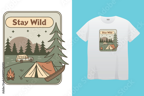 Set of vector vintage logos for the camping theme. Perfect for posters, apparel, T-shirt design and many other. Layered