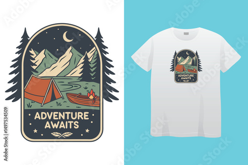 Set of vector vintage logos for the camping theme. Perfect for posters, apparel, T-shirt design and many other. Layered