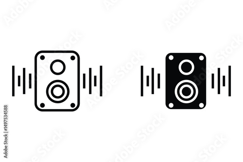different sound speakers icon set, acoustic audio system for concert or party equipment, home cinema stereo system. Realistic 3d vector illustrations