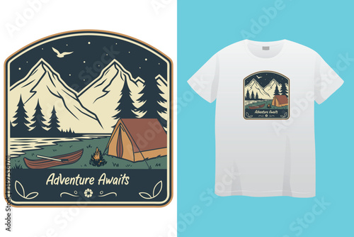 Set of vector vintage logos for the camping theme. Perfect for posters, apparel, T-shirt design and many other. Layered