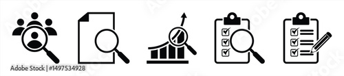 set inspection icon. quality control and standard vector illustration