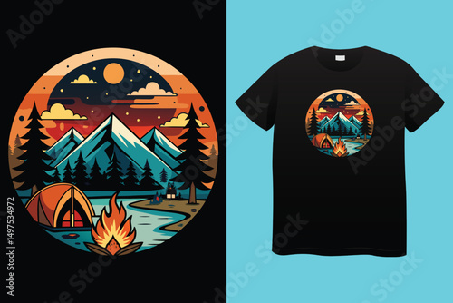 Set of vector vintage logos for the camping theme. Perfect for posters, apparel, T-shirt design and many other. Layered