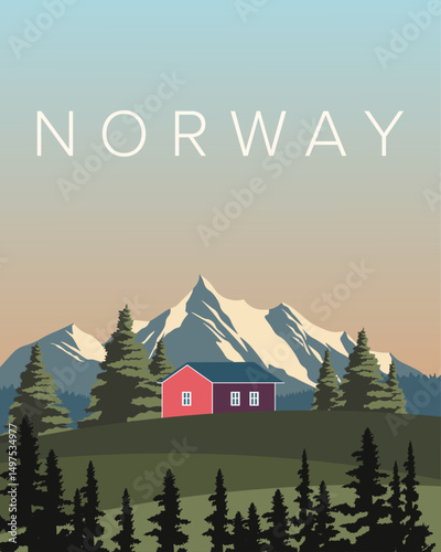 Norway postcard, travel banner