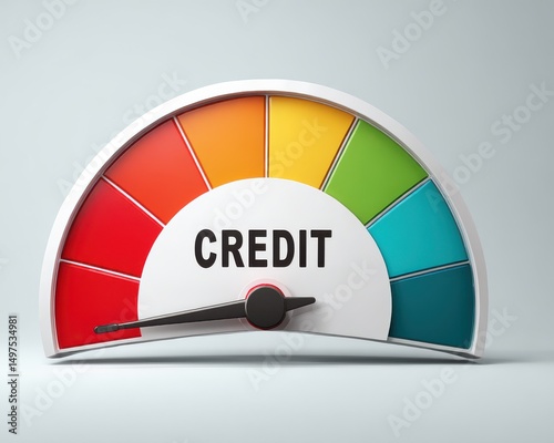 Investment Grade Concepts. A credit score gauge with a needle pointing to poor credit, displaying a color range from red to green.