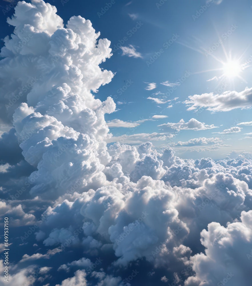 custom made wallpaper toronto digitalDeep blue sky, billowing white clouds create depth ,  panoramic view,  serenity,  stunning