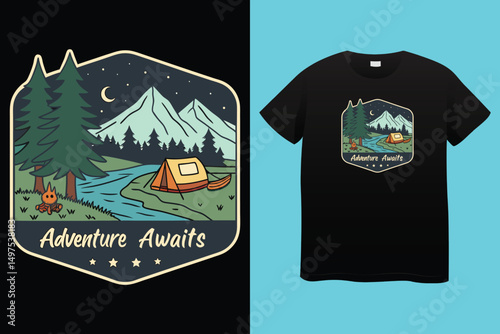 Set of vector vintage logos for the camping theme. Perfect for posters, apparel, T-shirt design and many other. Layered