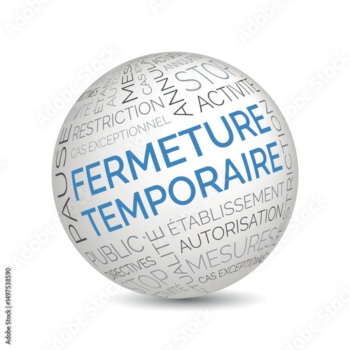 French temporary closure concept sphere with restriction and regulation keywords