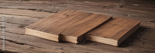 Three book cover mockups on aged wood; varying sizes, rustic setting,  rustic,  story,  hardcover