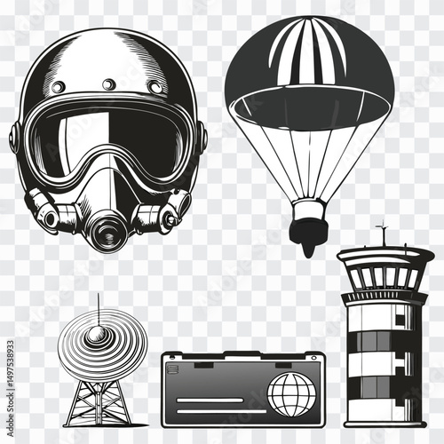 Aviation Industry Icon PNG | Aircraft and Airline Business Symbol | Flight Transport Illustration