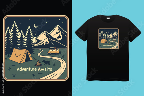Set of vector vintage logos for the camping theme. Perfect for posters, apparel, T-shirt design and many other. Layered