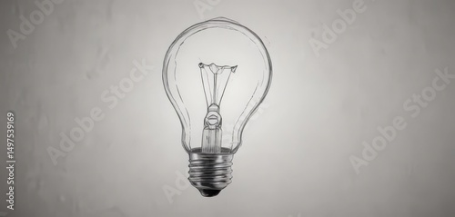 Sketchy hand-drawn light bulb, invention concept, doodle style, monochrome, design