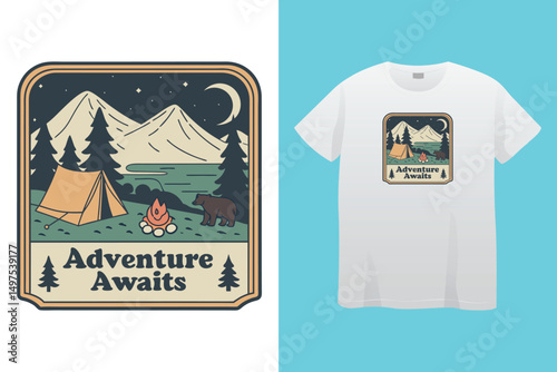 Set of vector vintage logos for the camping theme. Perfect for posters, apparel, T-shirt design and many other. Layered